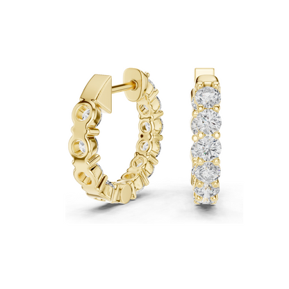 1.6 CT Lab Diamond Hoop Earrings | VVS-VS EF Clarity | 18KT, 14KT, 10KT Gold & 925 Silver | Rose, Yellow, White Gold & Moissanite Options