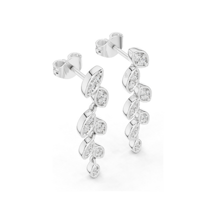 0.448 CT Lab-Grown Diamond Leaf Design Earrings | VVS-VS EF Clarity | 18KT, 14KT, 10KT Gold & 925 Silver | Moissanite & Ethical Jewelry