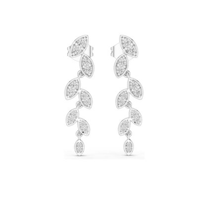 0.448 CT Lab-Grown Diamond Leaf Design Earrings | VVS-VS EF Clarity | 18KT, 14KT, 10KT Gold & 925 Silver | Moissanite & Ethical Jewelry
