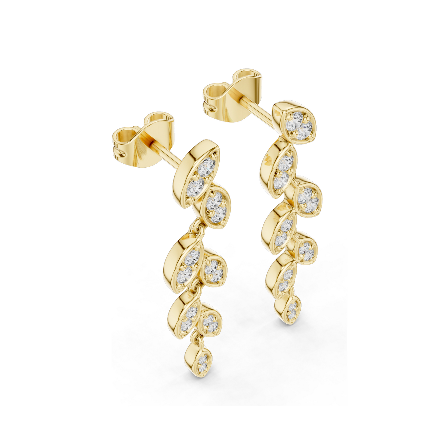 0.448 CT Lab-Grown Diamond Leaf Design Earrings | VVS-VS EF Clarity | 18KT, 14KT, 10KT Gold & 925 Silver | Moissanite & Ethical Jewelry