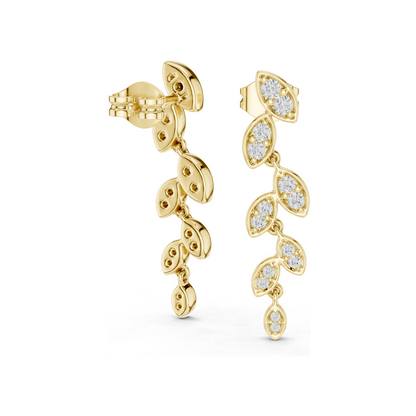 0.448 CT Lab-Grown Diamond Leaf Design Earrings | VVS-VS EF Clarity | 18KT, 14KT, 10KT Gold & 925 Silver | Moissanite & Ethical Jewelry