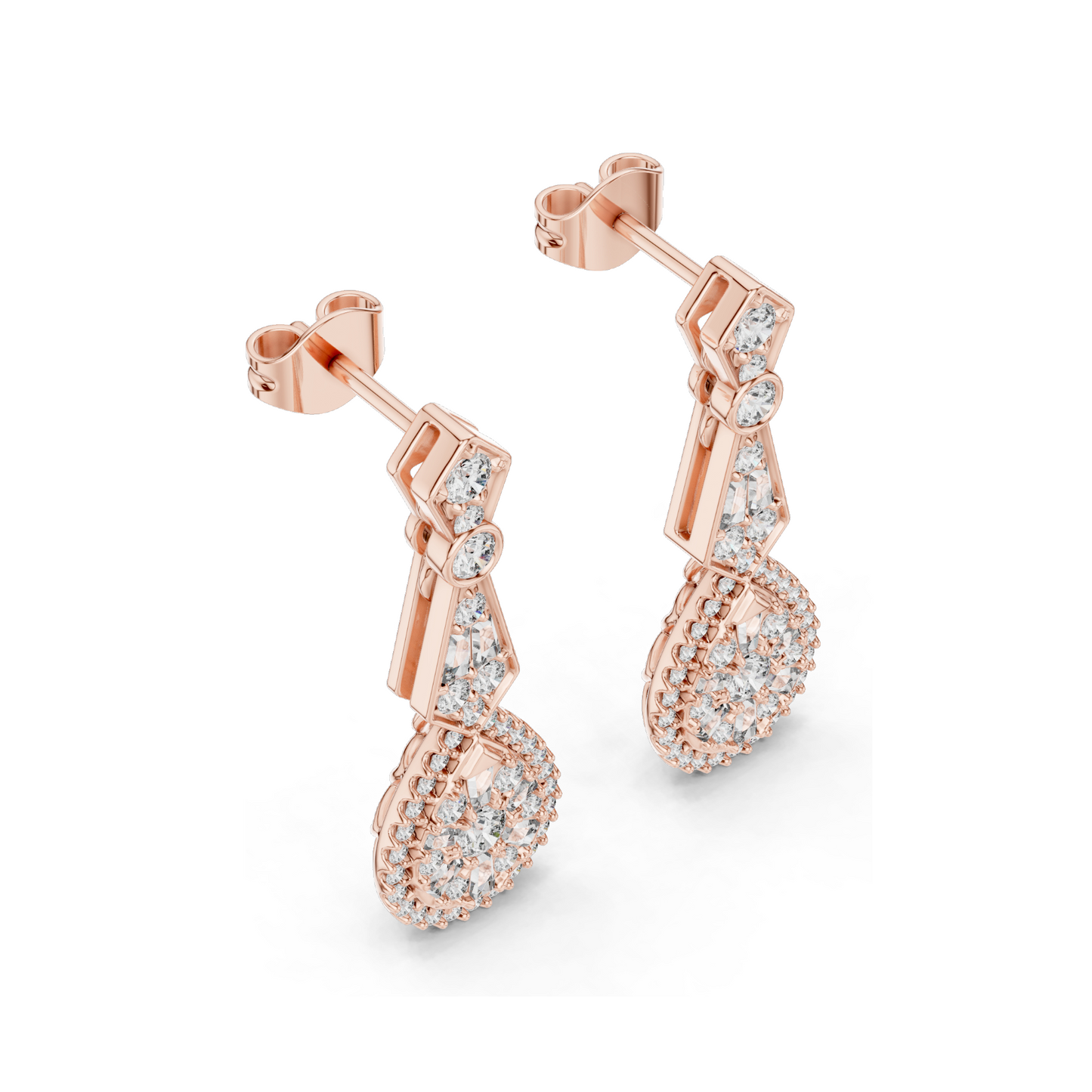 1.296 CT Lab Diamond Drop Earrings | VVS-VS EF Clarity | Pear & Round Cut | 18KT, 14KT, 10KT Gold & 925 Silver | Rose, Yellow, White Gold & Moissanite Options