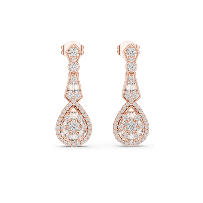 1.296 CT Lab Diamond Drop Earrings | VVS-VS EF Clarity | Pear & Round Cut | 18KT, 14KT, 10KT Gold & 925 Silver | Rose, Yellow, White Gold & Moissanite Options