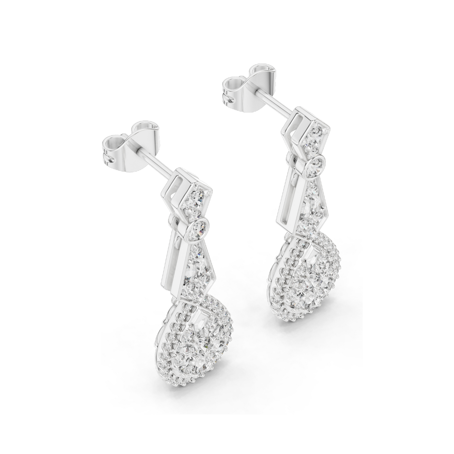 1.296 CT Lab Diamond Drop Earrings | VVS-VS EF Clarity | Pear & Round Cut | 18KT, 14KT, 10KT Gold & 925 Silver | Rose, Yellow, White Gold & Moissanite Options