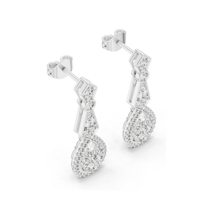 1.296 CT Lab Diamond Drop Earrings | VVS-VS EF Clarity | Pear & Round Cut | 18KT, 14KT, 10KT Gold & 925 Silver | Rose, Yellow, White Gold & Moissanite Options