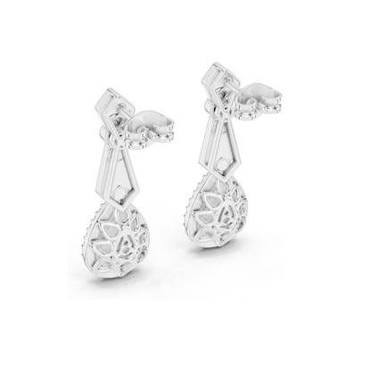 1.296 CT Lab Diamond Drop Earrings | VVS-VS EF Clarity | Pear & Round Cut | 18KT, 14KT, 10KT Gold & 925 Silver | Rose, Yellow, White Gold & Moissanite Options