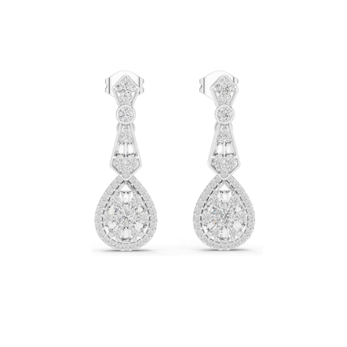 1.296 CT Lab Diamond Drop Earrings | VVS-VS EF Clarity | Pear & Round Cut | 18KT, 14KT, 10KT Gold & 925 Silver | Rose, Yellow, White Gold & Moissanite Options