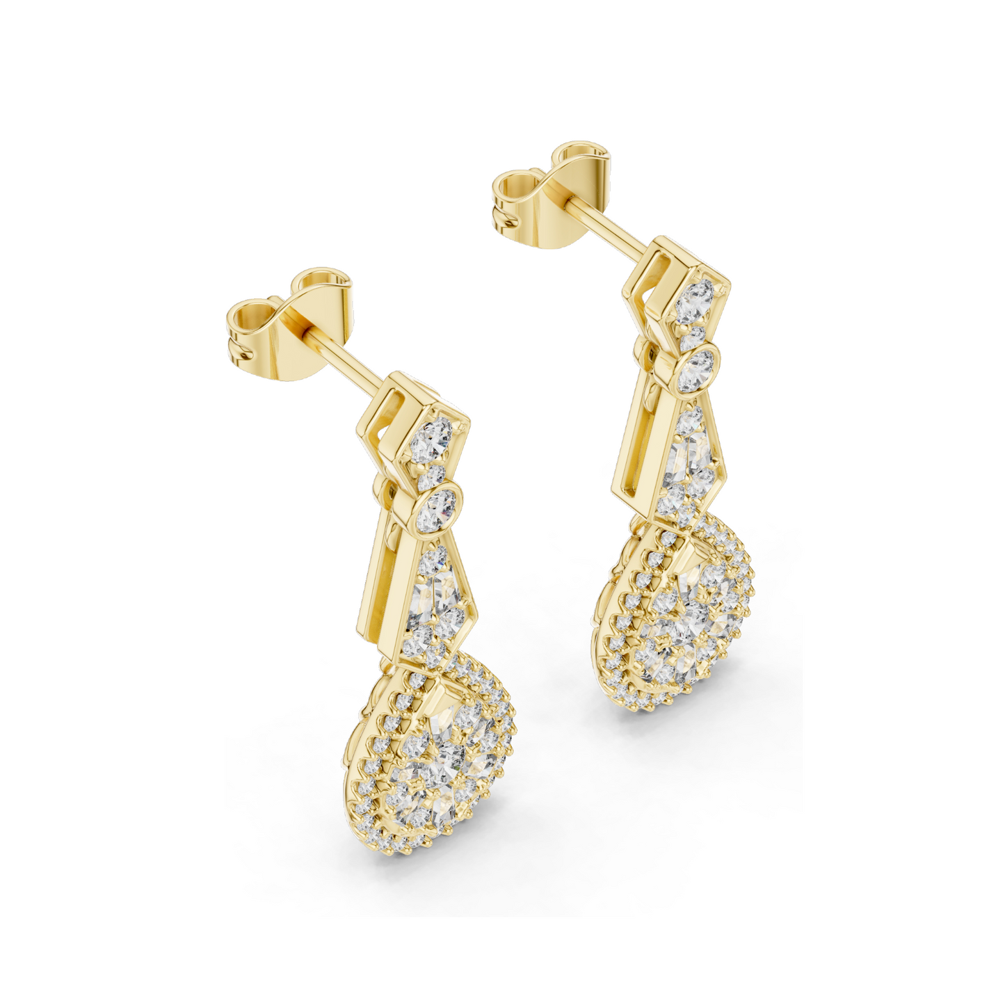 1.296 CT Lab Diamond Drop Earrings | VVS-VS EF Clarity | Pear & Round Cut | 18KT, 14KT, 10KT Gold & 925 Silver | Rose, Yellow, White Gold & Moissanite Options