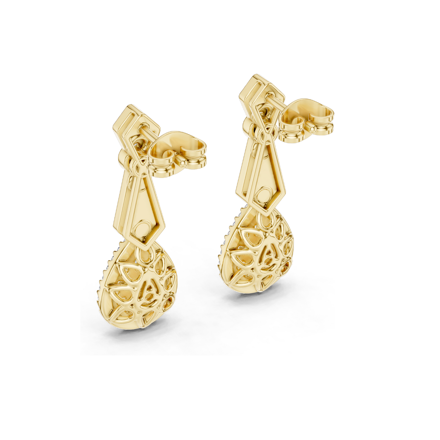 1.296 CT Lab Diamond Drop Earrings | VVS-VS EF Clarity | Pear & Round Cut | 18KT, 14KT, 10KT Gold & 925 Silver | Rose, Yellow, White Gold & Moissanite Options