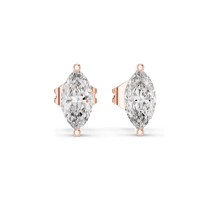 0.1 CT Lab Diamond Marquise Earrings | VVS-VS EF Clarity | 18KT, 14KT, 10KT Gold & 925 Silver | Rose, Yellow, White Gold & Moissanite Options