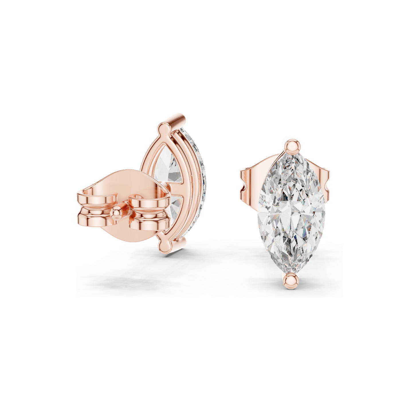 0.1 CT Lab Diamond Marquise Earrings | VVS-VS EF Clarity | 18KT, 14KT, 10KT Gold & 925 Silver | Rose, Yellow, White Gold & Moissanite Options