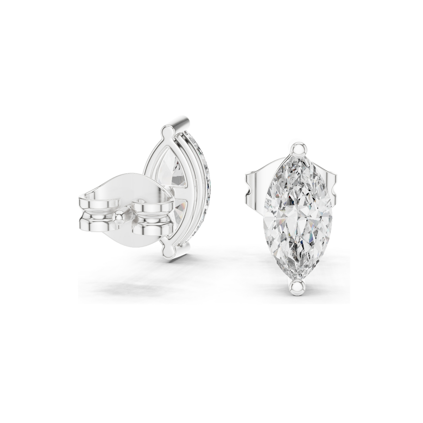 0.1 CT Lab Diamond Marquise Earrings | VVS-VS EF Clarity | 18KT, 14KT, 10KT Gold & 925 Silver | Rose, Yellow, White Gold & Moissanite Options