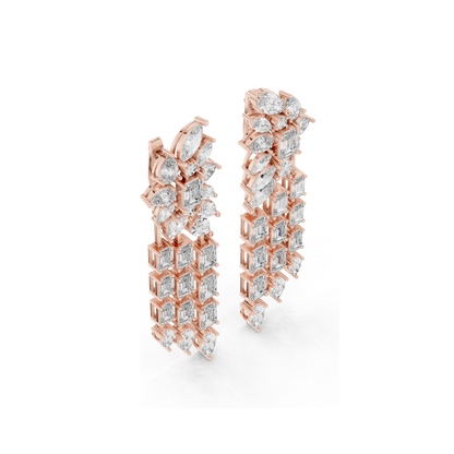 32.292 CT Lab Grown Diamond Drop Earrings | VVS-VS EF Clarity | 18KT, 14KT, 10KT Gold & 925 Silver | Rose, Yellow, White Gold & Moissanite Options