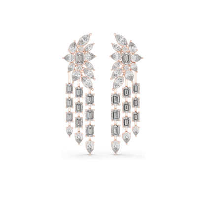 32.292 CT Lab Grown Diamond Drop Earrings | VVS-VS EF Clarity | 18KT, 14KT, 10KT Gold & 925 Silver | Rose, Yellow, White Gold & Moissanite Options