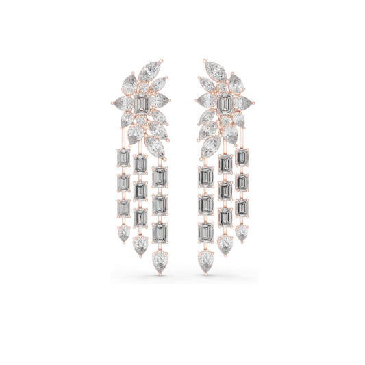 32.292 CT Lab Grown Diamond Drop Earrings | VVS-VS EF Clarity | 18KT, 14KT, 10KT Gold & 925 Silver | Rose, Yellow, White Gold & Moissanite Options