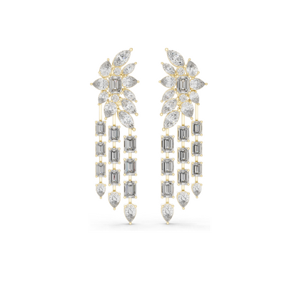 32.292 CT Lab Grown Diamond Drop Earrings | VVS-VS EF Clarity | 18KT, 14KT, 10KT Gold & 925 Silver | Rose, Yellow, White Gold & Moissanite Options