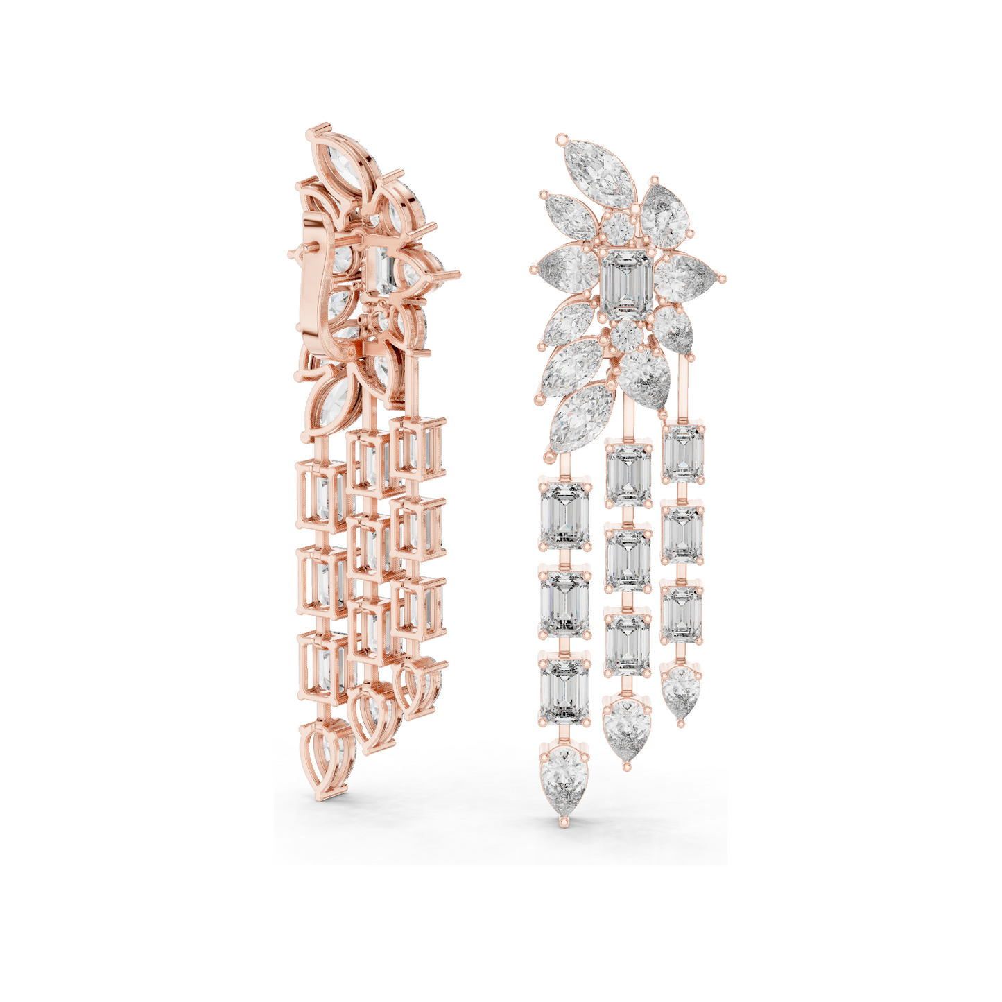 32.292 CT Lab Grown Diamond Drop Earrings | VVS-VS EF Clarity | 18KT, 14KT, 10KT Gold & 925 Silver | Rose, Yellow, White Gold & Moissanite Options