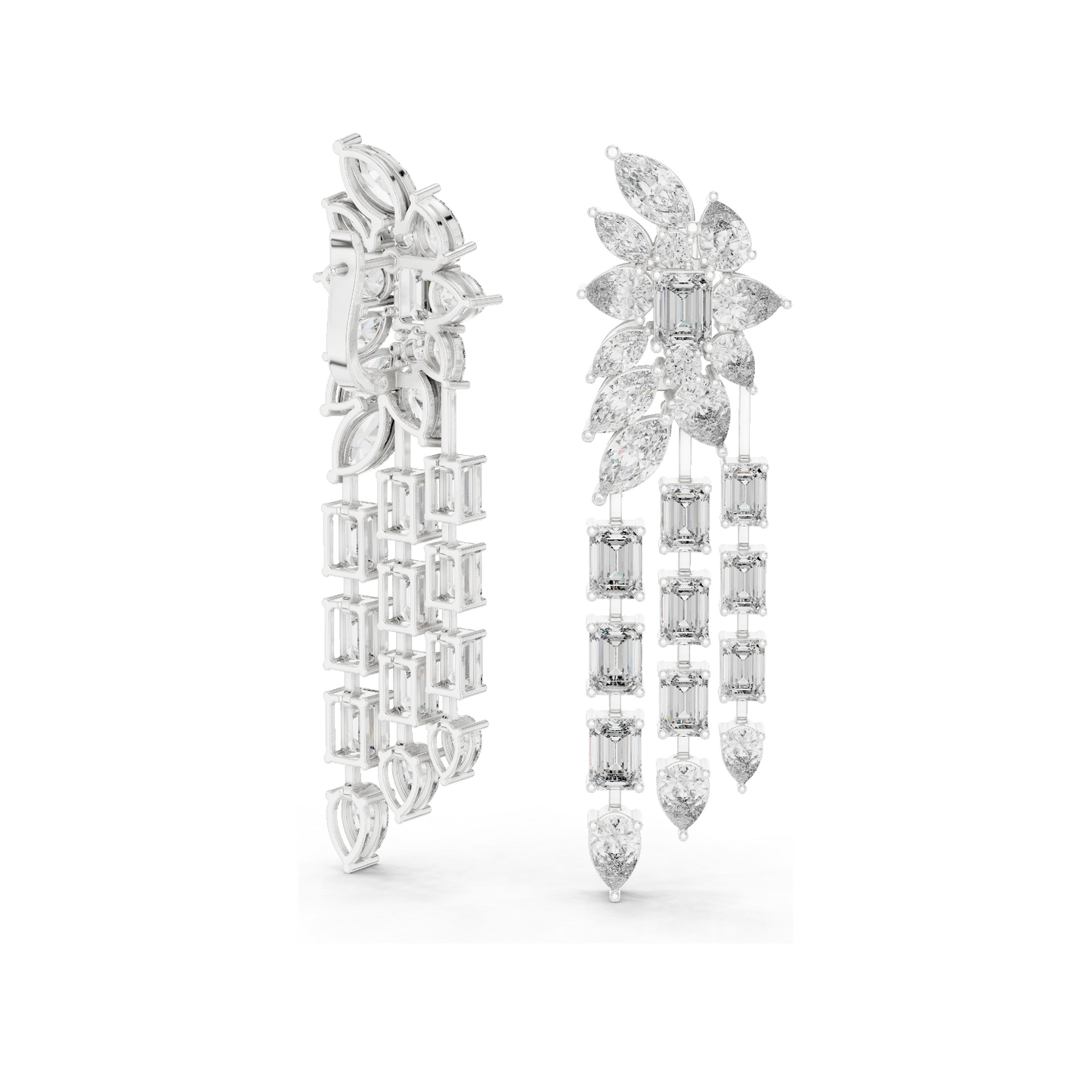 32.292 CT Lab Grown Diamond Drop Earrings | VVS-VS EF Clarity | 18KT, 14KT, 10KT Gold & 925 Silver | Rose, Yellow, White Gold & Moissanite Options