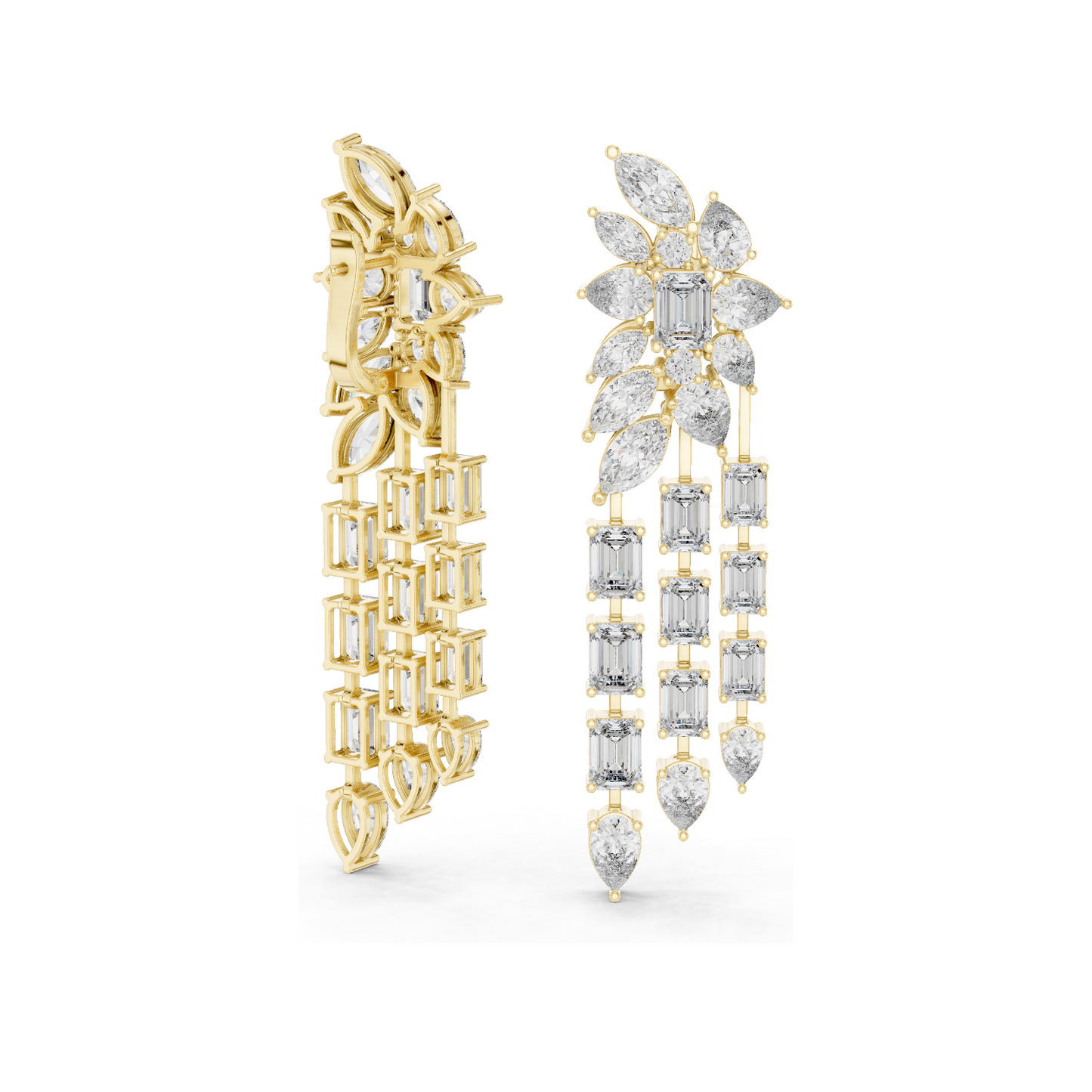 32.292 CT Lab Grown Diamond Drop Earrings | VVS-VS EF Clarity | 18KT, 14KT, 10KT Gold & 925 Silver | Rose, Yellow, White Gold & Moissanite Options