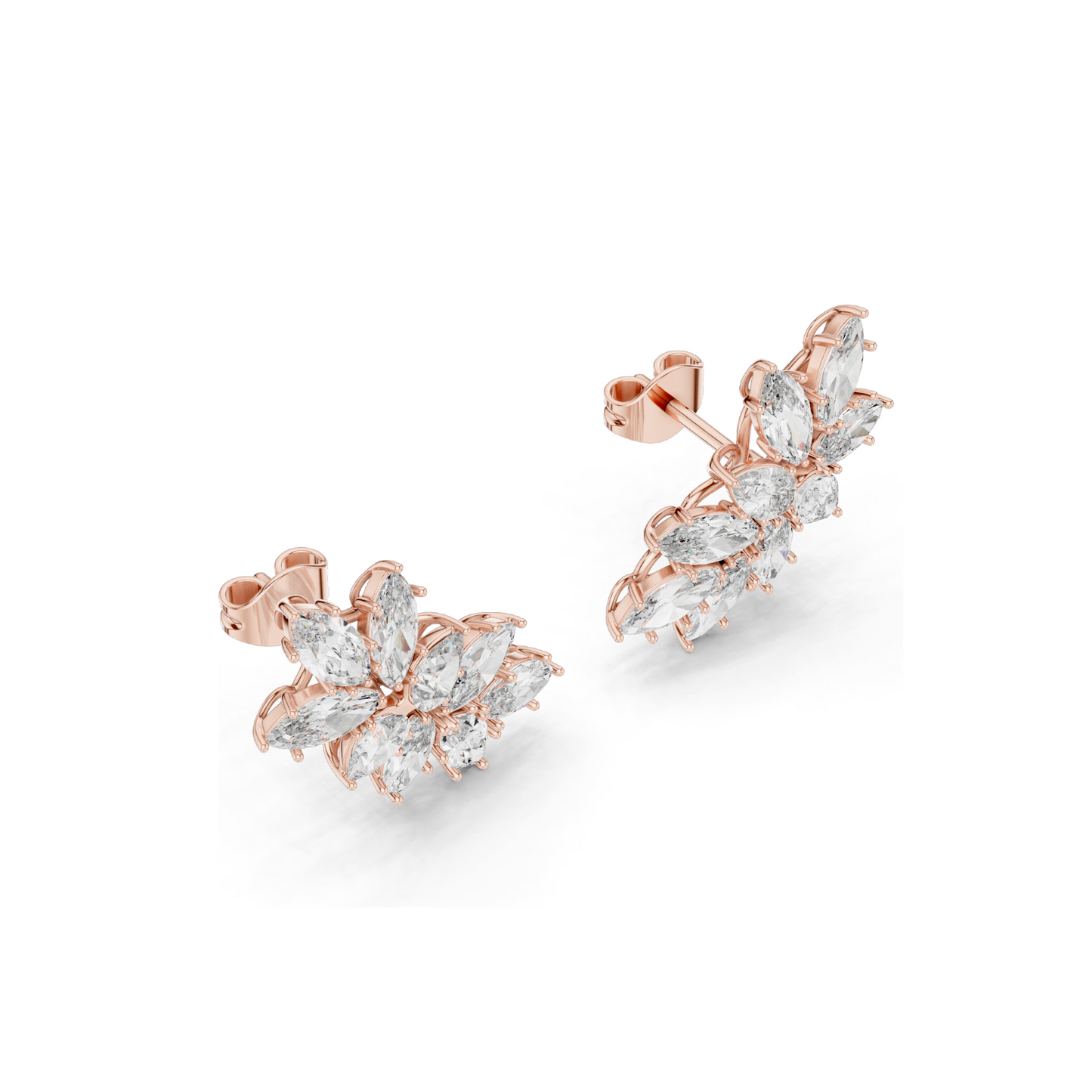4.1 CT Lab Diamond Snowflake Earrings for Women | VVS-VS EF Clarity | 18KT, 14KT, 10KT Gold & 925 Silver | Rose, Yellow, White Gold & Moissanite Options