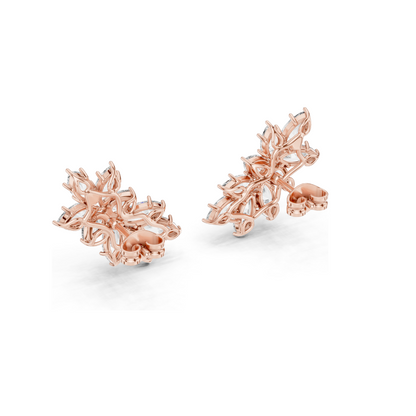 4.1 CT Lab Diamond Snowflake Earrings for Women | VVS-VS EF Clarity | 18KT, 14KT, 10KT Gold & 925 Silver | Rose, Yellow, White Gold & Moissanite Options