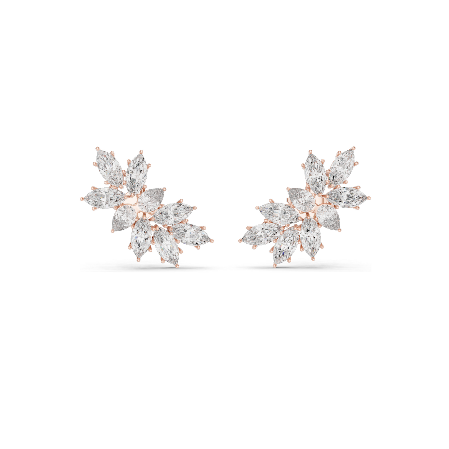 4.1 CT Lab Diamond Snowflake Earrings for Women | VVS-VS EF Clarity | 18KT, 14KT, 10KT Gold & 925 Silver | Rose, Yellow, White Gold & Moissanite Options