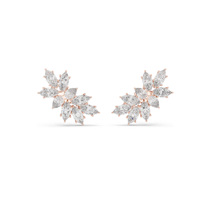 4.1 CT Lab Diamond Snowflake Earrings for Women | VVS-VS EF Clarity | 18KT, 14KT, 10KT Gold & 925 Silver | Rose, Yellow, White Gold & Moissanite Options