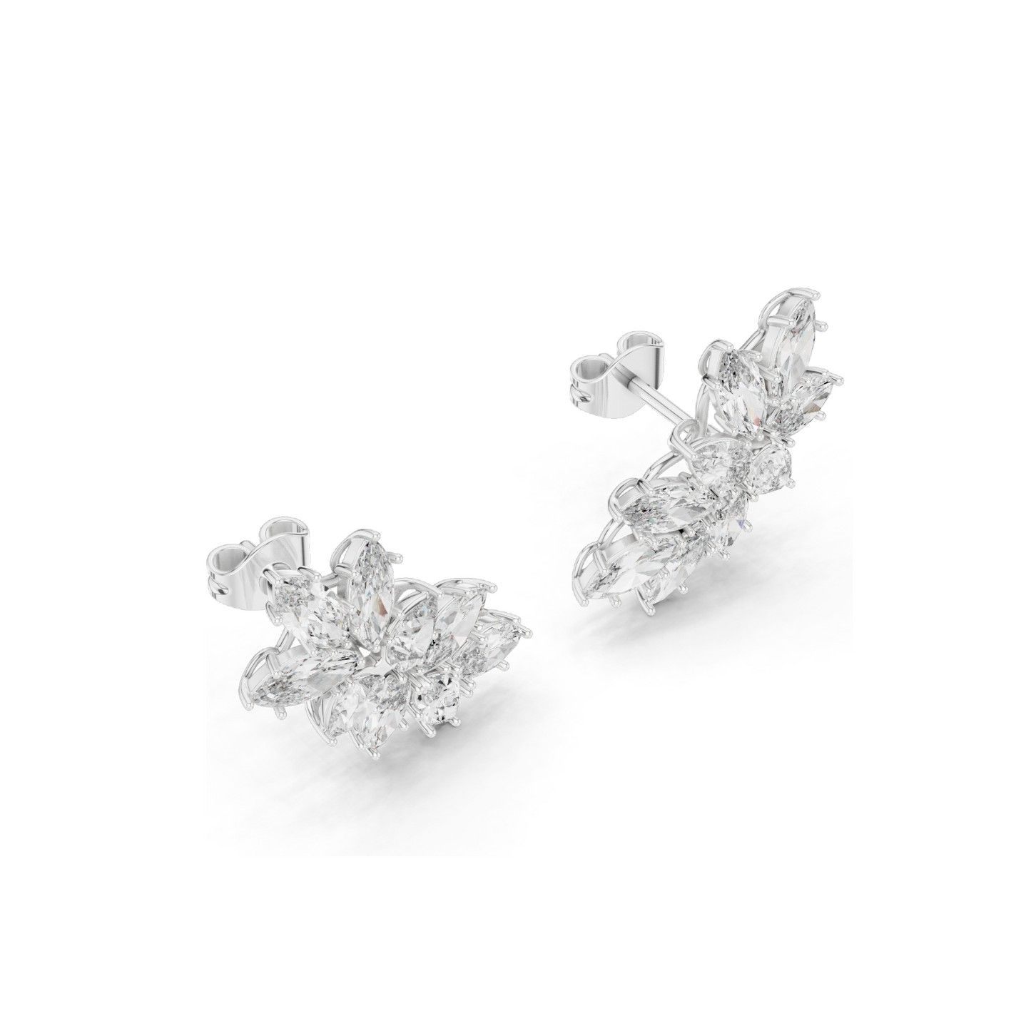 4.1 CT Lab Diamond Snowflake Earrings for Women | VVS-VS EF Clarity | 18KT, 14KT, 10KT Gold & 925 Silver | Rose, Yellow, White Gold & Moissanite Options