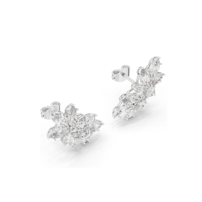 4.1 CT Lab Diamond Snowflake Earrings for Women | VVS-VS EF Clarity | 18KT, 14KT, 10KT Gold & 925 Silver | Rose, Yellow, White Gold & Moissanite Options