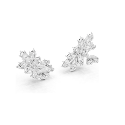 4.1 CT Lab Diamond Snowflake Earrings for Women | VVS-VS EF Clarity | 18KT, 14KT, 10KT Gold & 925 Silver | Rose, Yellow, White Gold & Moissanite Options