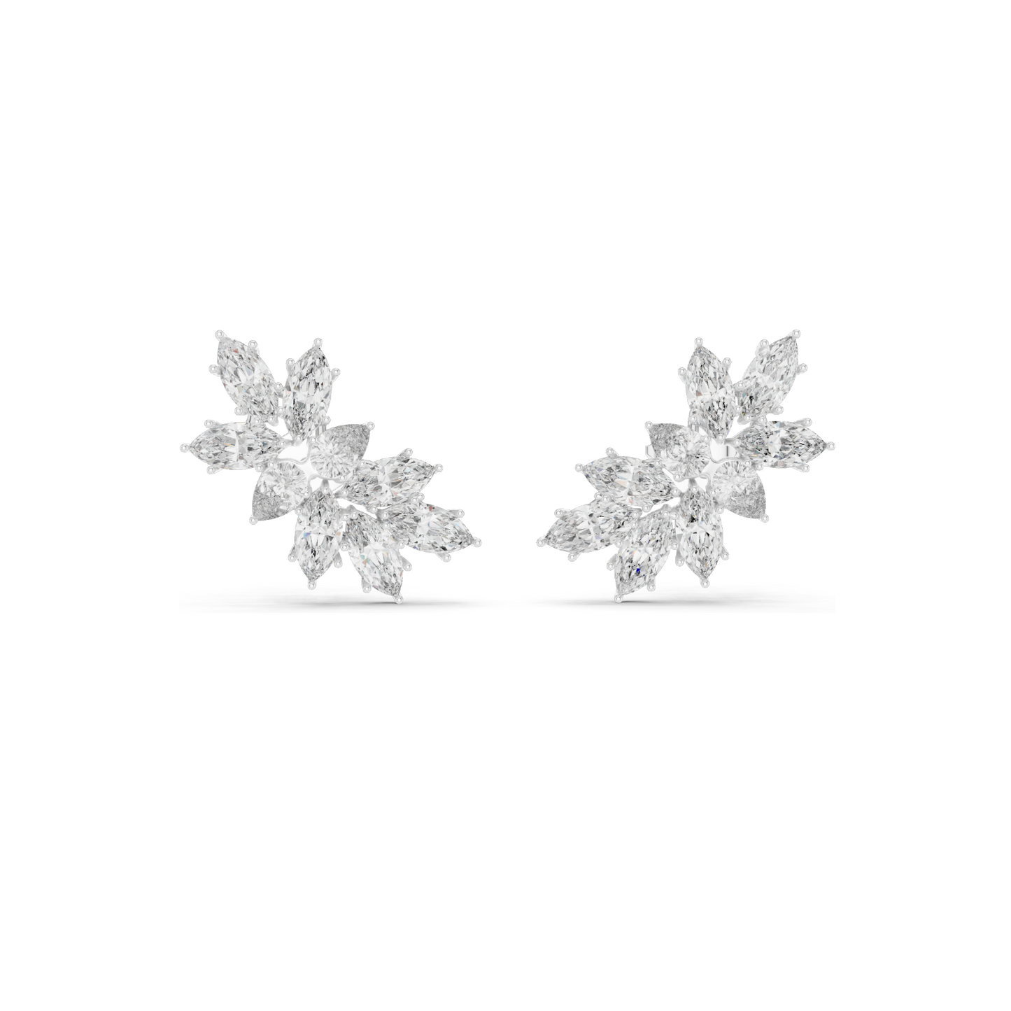 4.1 CT Lab Diamond Snowflake Earrings for Women | VVS-VS EF Clarity | 18KT, 14KT, 10KT Gold & 925 Silver | Rose, Yellow, White Gold & Moissanite Options