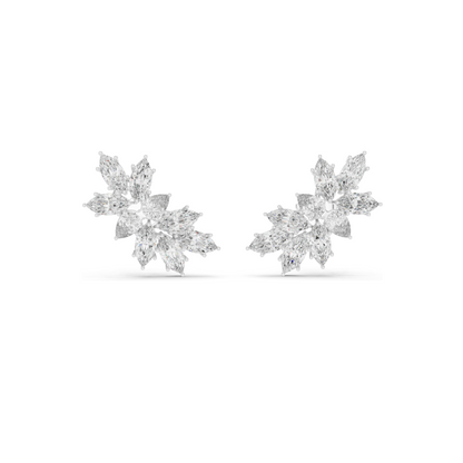 4.1 CT Lab Diamond Snowflake Earrings for Women | VVS-VS EF Clarity | 18KT, 14KT, 10KT Gold & 925 Silver | Rose, Yellow, White Gold & Moissanite Options