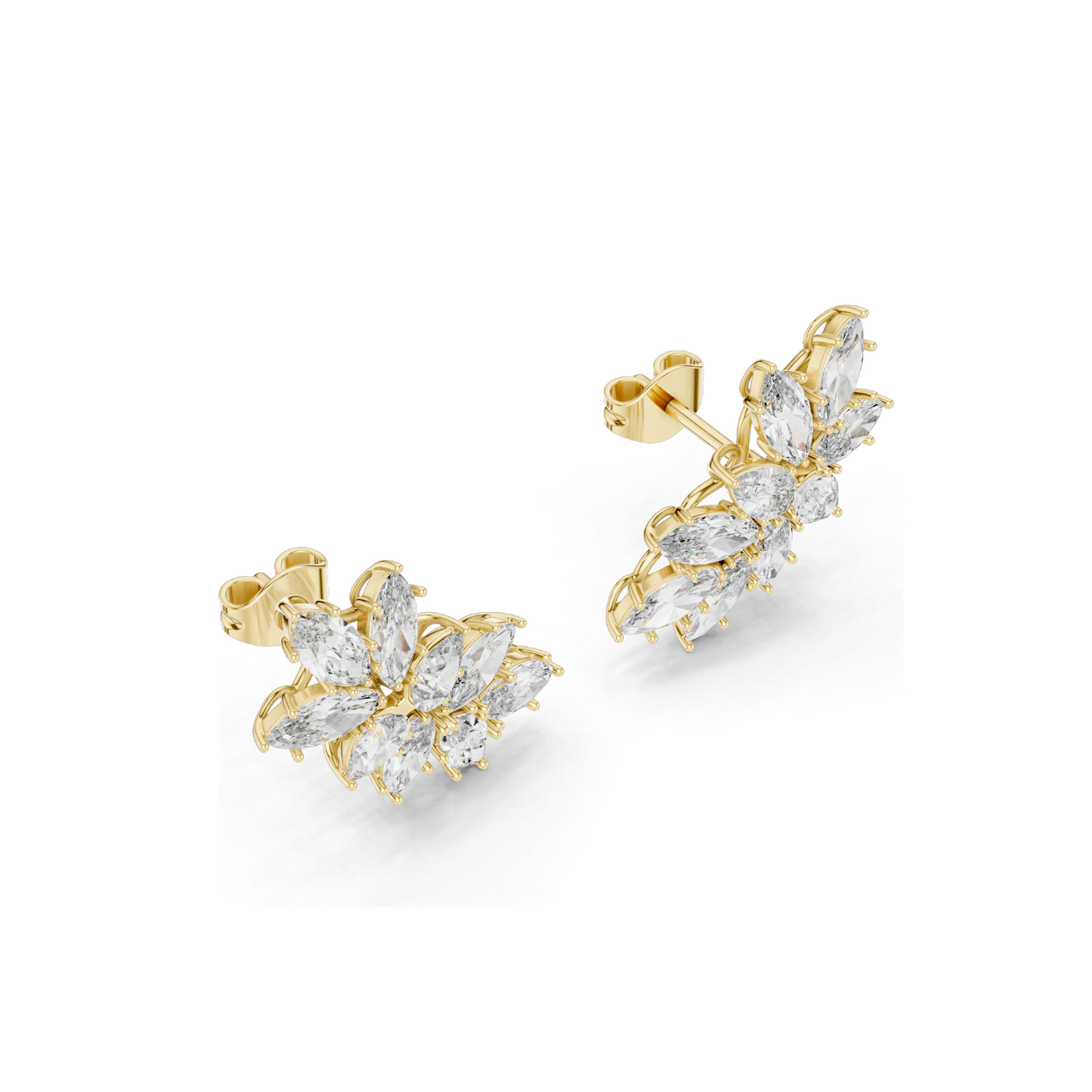 4.1 CT Lab Diamond Snowflake Earrings for Women | VVS-VS EF Clarity | 18KT, 14KT, 10KT Gold & 925 Silver | Rose, Yellow, White Gold & Moissanite Options