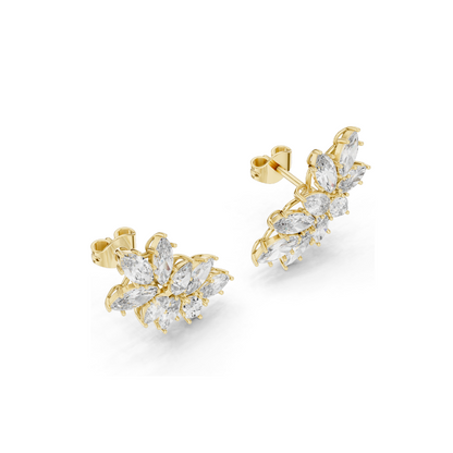 4.1 CT Lab Diamond Snowflake Earrings for Women | VVS-VS EF Clarity | 18KT, 14KT, 10KT Gold & 925 Silver | Rose, Yellow, White Gold & Moissanite Options