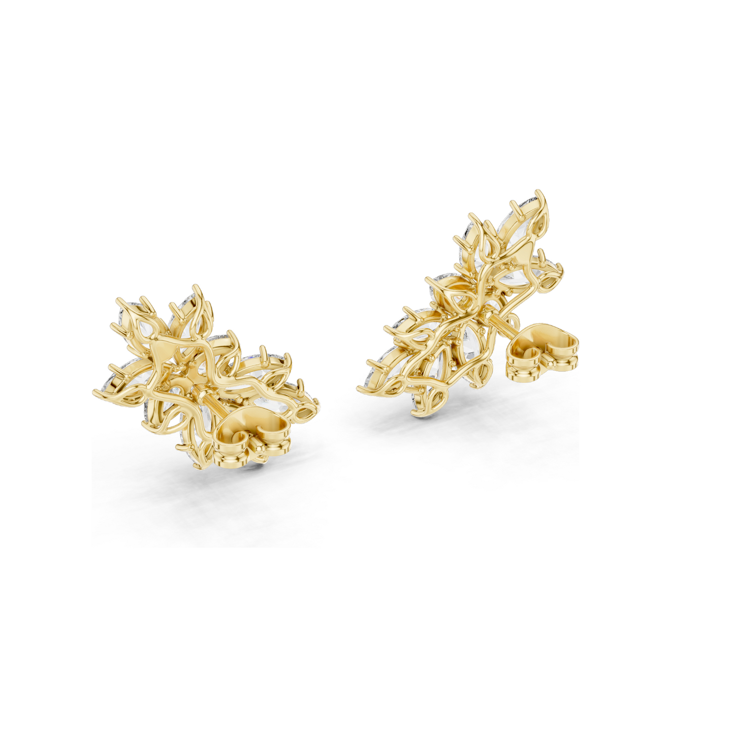 4.1 CT Lab Diamond Snowflake Earrings for Women | VVS-VS EF Clarity | 18KT, 14KT, 10KT Gold & 925 Silver | Rose, Yellow, White Gold & Moissanite Options