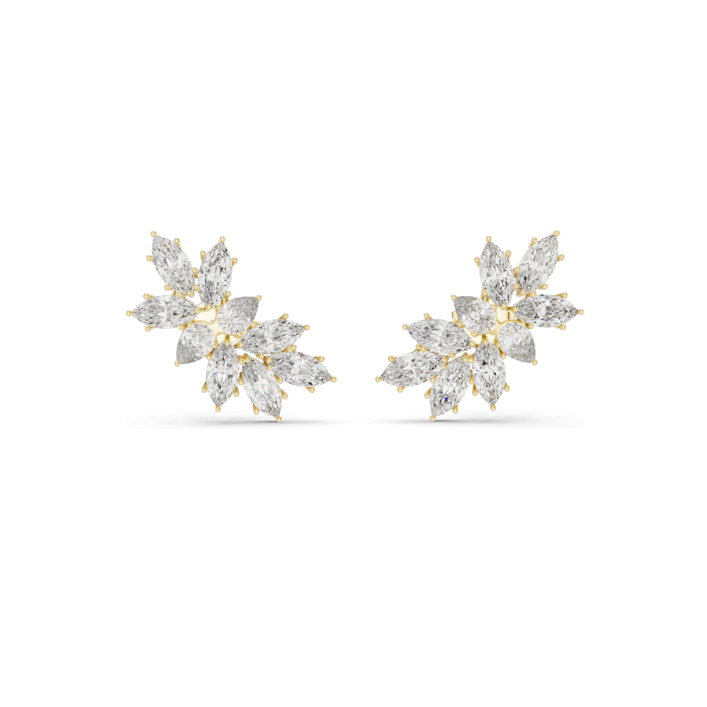 4.1 CT Lab Diamond Snowflake Earrings for Women | VVS-VS EF Clarity | 18KT, 14KT, 10KT Gold & 925 Silver | Rose, Yellow, White Gold & Moissanite Options