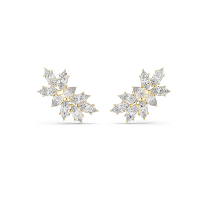 4.1 CT Lab Diamond Snowflake Earrings for Women | VVS-VS EF Clarity | 18KT, 14KT, 10KT Gold & 925 Silver | Rose, Yellow, White Gold & Moissanite Options