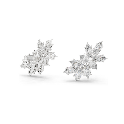 4.1 CT Lab Diamond Snowflake Earrings for Women | VVS-VS EF Clarity | 18KT, 14KT, 10KT Gold & 925 Silver | Rose, Yellow, White Gold & Moissanite Options