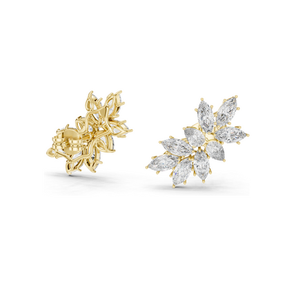 4.1 CT Lab Diamond Snowflake Earrings for Women | VVS-VS EF Clarity | 18KT, 14KT, 10KT Gold & 925 Silver | Rose, Yellow, White Gold & Moissanite Options