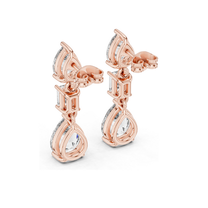 5.6 CT Lab Diamond Drop Earrings | VVS-VS Clarity | 18KT, 14KT, 10KT Gold & 925 Silver | Rose, Yellow, White Gold & Moissanite Options