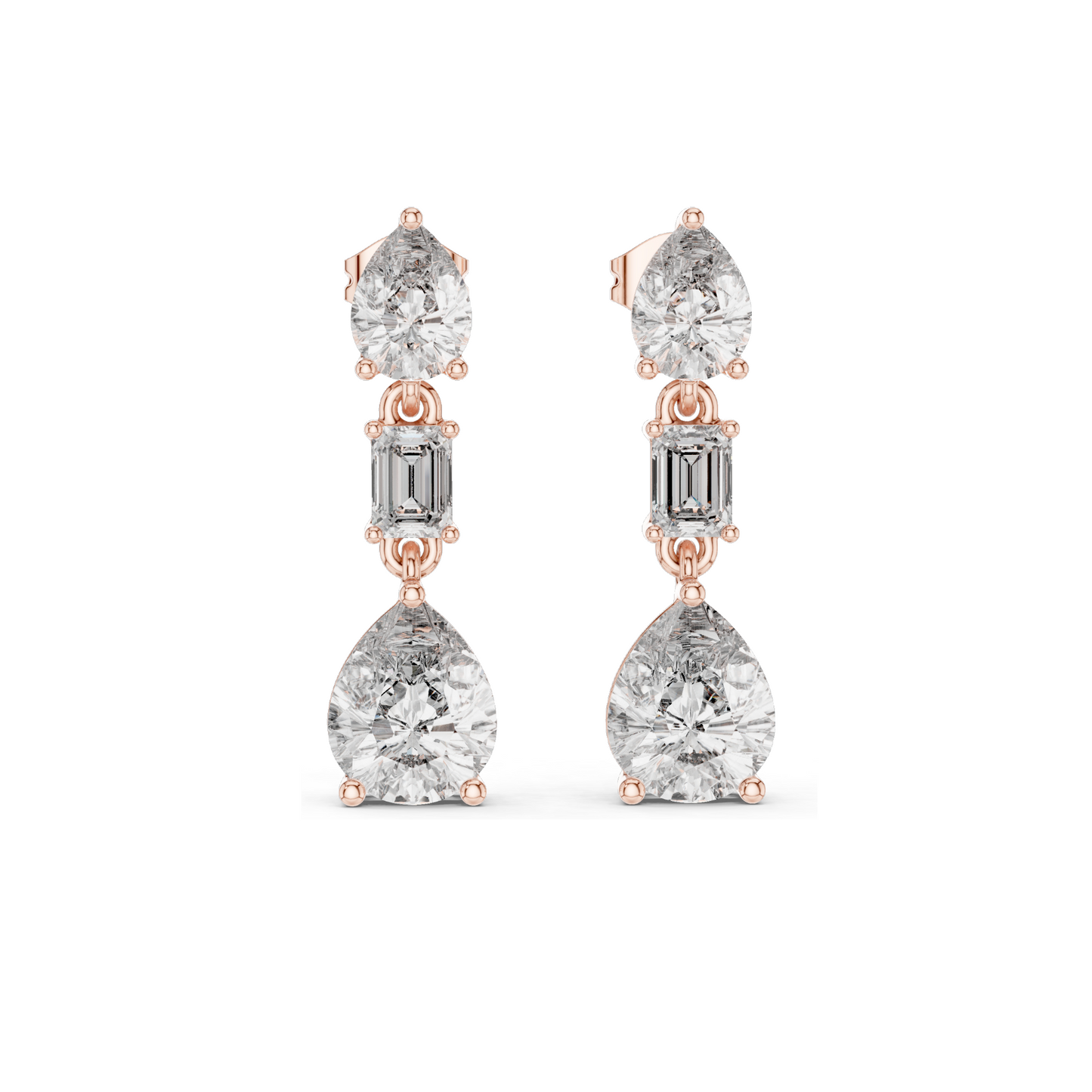 5.6 CT Lab Diamond Drop Earrings | VVS-VS Clarity | 18KT, 14KT, 10KT Gold & 925 Silver | Rose, Yellow, White Gold & Moissanite Options