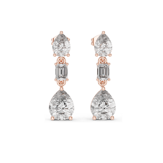 5.6 CT Lab Diamond Drop Earrings | VVS-VS Clarity | 18KT, 14KT, 10KT Gold & 925 Silver | Rose, Yellow, White Gold & Moissanite Options