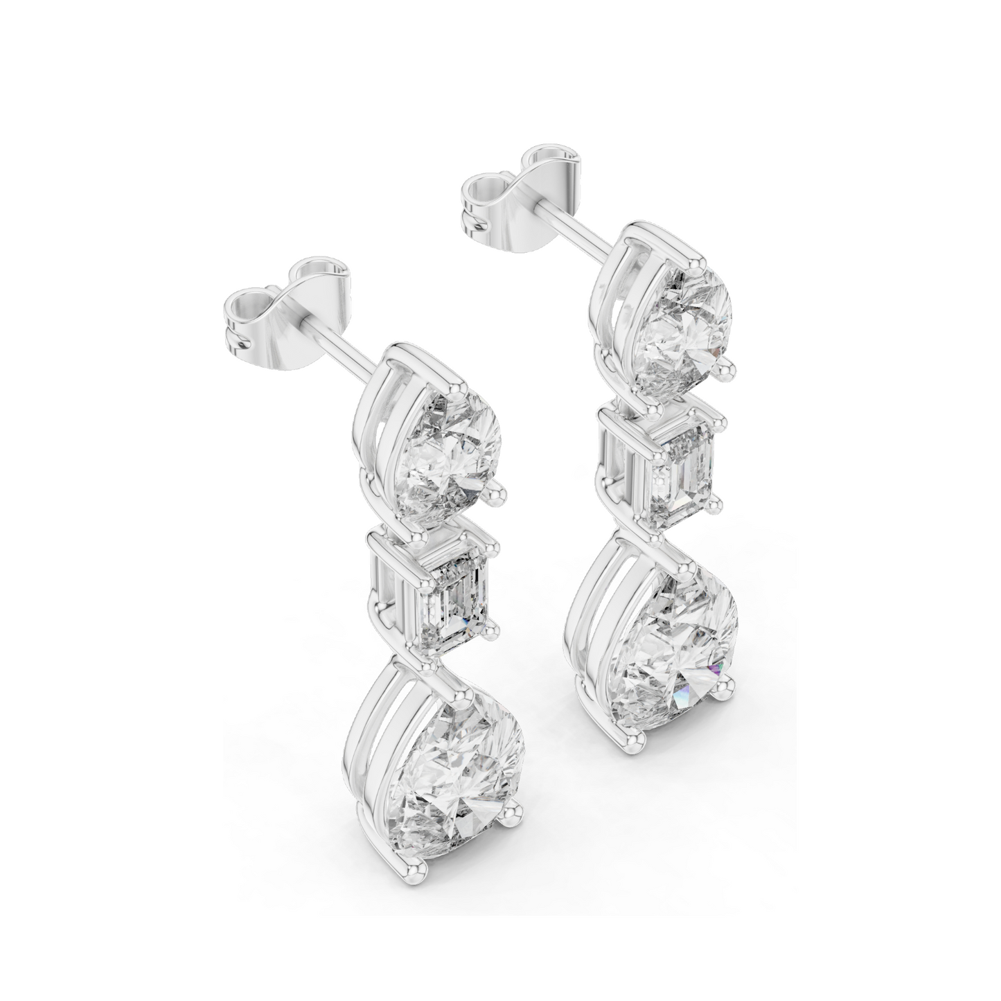 5.6 CT Lab Diamond Drop Earrings | VVS-VS Clarity | 18KT, 14KT, 10KT Gold & 925 Silver | Rose, Yellow, White Gold & Moissanite Options