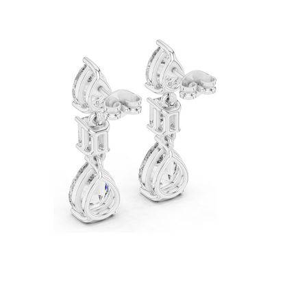 5.6 CT Lab Diamond Drop Earrings | VVS-VS Clarity | 18KT, 14KT, 10KT Gold & 925 Silver | Rose, Yellow, White Gold & Moissanite Options