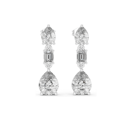 5.6 CT Lab Diamond Drop Earrings | VVS-VS Clarity | 18KT, 14KT, 10KT Gold & 925 Silver | Rose, Yellow, White Gold & Moissanite Options