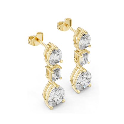 5.6 CT Lab Diamond Drop Earrings | VVS-VS Clarity | 18KT, 14KT, 10KT Gold & 925 Silver | Rose, Yellow, White Gold & Moissanite Options