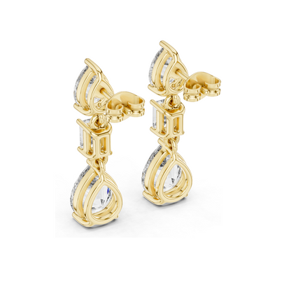 5.6 CT Lab Diamond Drop Earrings | VVS-VS Clarity | 18KT, 14KT, 10KT Gold & 925 Silver | Rose, Yellow, White Gold & Moissanite Options