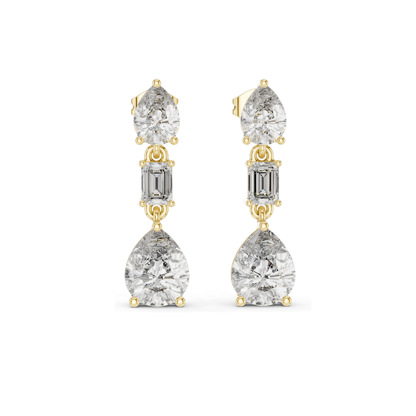 5.6 CT Lab Diamond Drop Earrings | VVS-VS Clarity | 18KT, 14KT, 10KT Gold & 925 Silver | Rose, Yellow, White Gold & Moissanite Options