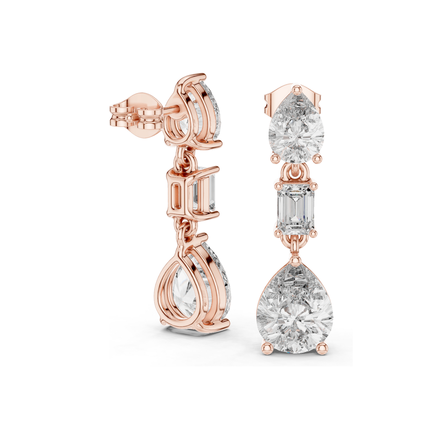 5.6 CT Lab Diamond Drop Earrings | VVS-VS Clarity | 18KT, 14KT, 10KT Gold & 925 Silver | Rose, Yellow, White Gold & Moissanite Options
