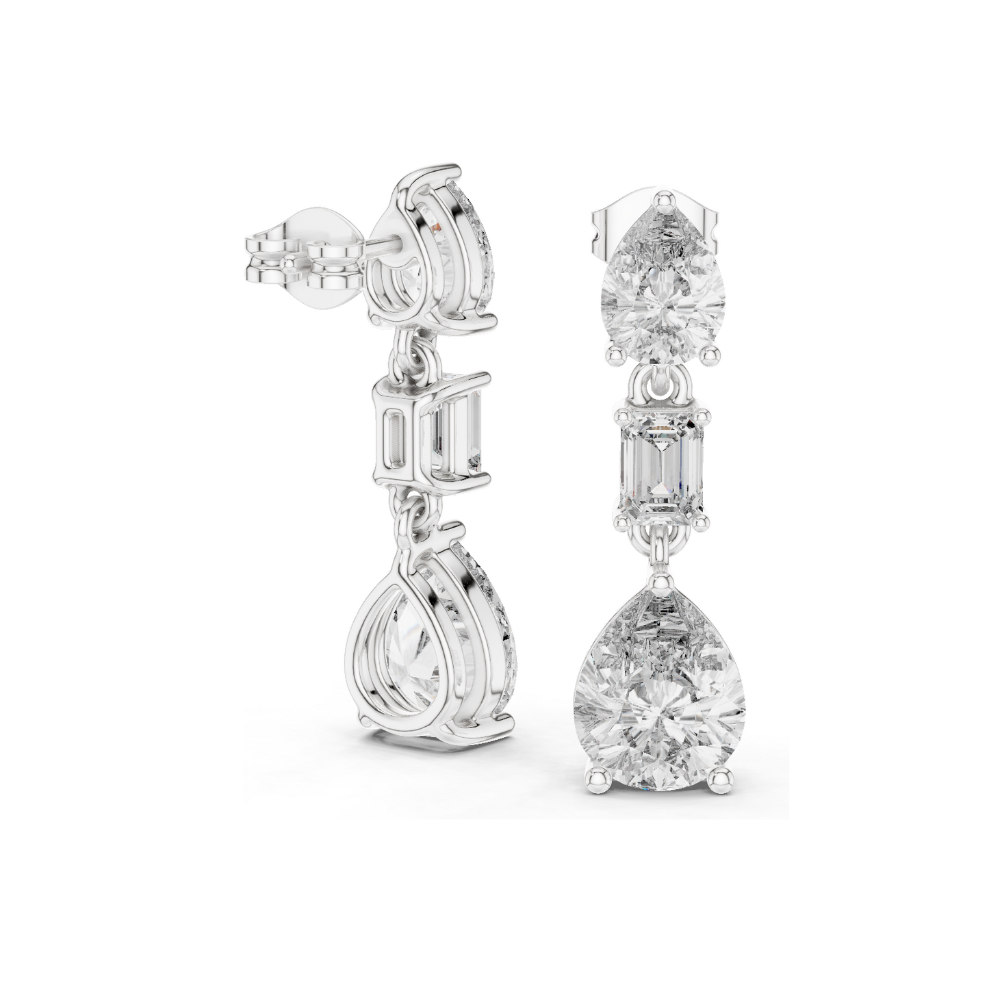 5.6 CT Lab Diamond Drop Earrings | VVS-VS Clarity | 18KT, 14KT, 10KT Gold & 925 Silver | Rose, Yellow, White Gold & Moissanite Options